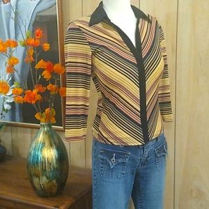 Women's striped top with 3/4 sleeves